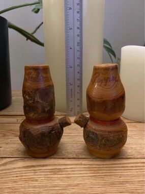 Vintage Wooden Salt & Pepper Shakers from Japan  | Hartford, Conn. Souvenir